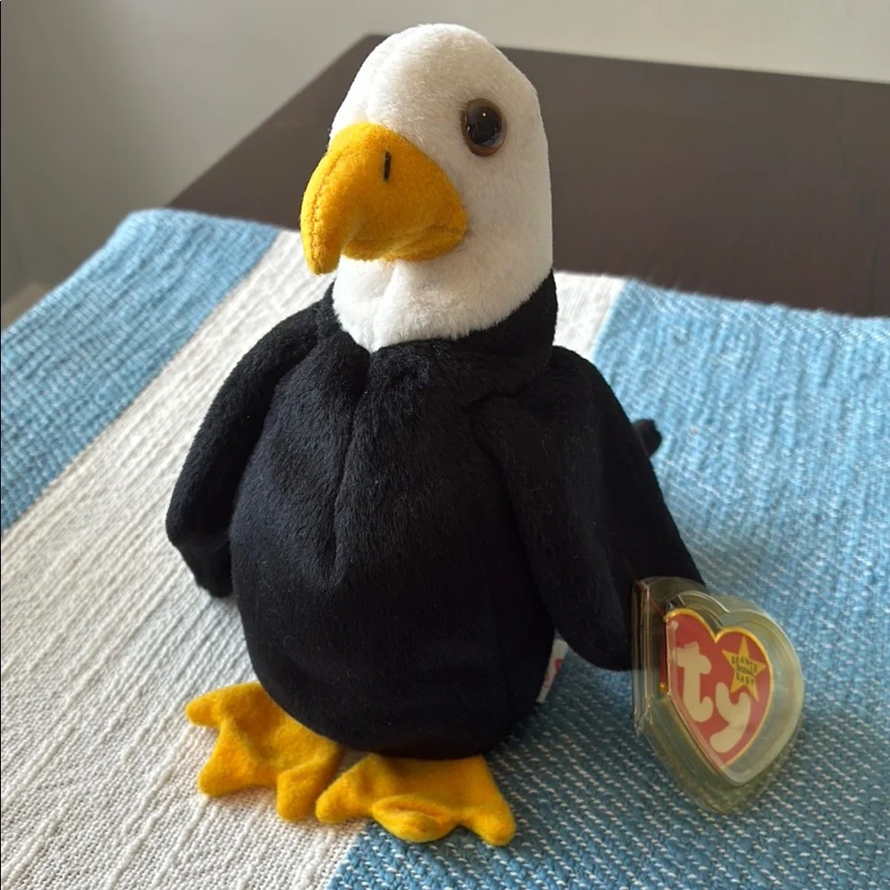 Ty Black and White Baldy Eagle Bird Beanie Baby NWT